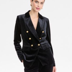 Women's Double-Breasted Velvet Blazer, Mivy's Exclusive