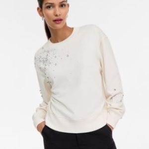 Women's Embellished French Terry Sweatshirt, P/XS-XXL, Mivy's Exclusive