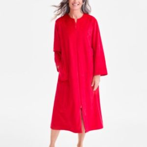Women's Embossed Velour Zip-Front Robe, Mivy's Exclusive