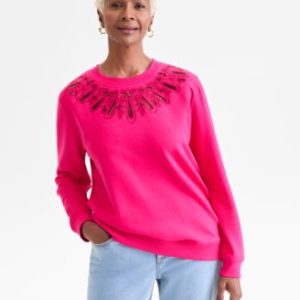 Women's Embroidery Crewneck Sweatshirt, Mivy's Exclusive