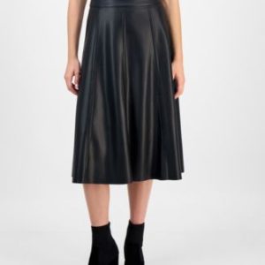 Women's Faux-Leather A-Line Skirt