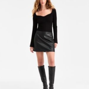 Women's Faux-Leather Fitted Mini Skirt, Mivy's Exclusive
