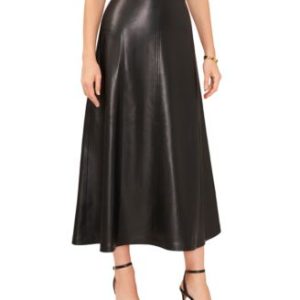 Women's Faux-Leather Seamed Maxi Skirt