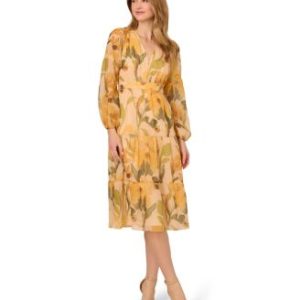 Women's Floral Organza Midi Dress