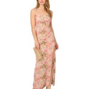 Women's Jacquard High-Slit Column Gown
