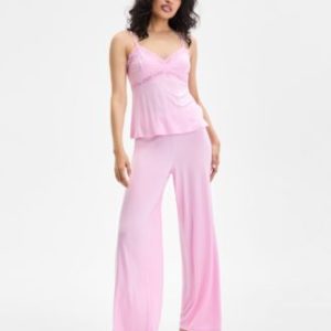 Women's Lace-Trim Knit Tank & Pajama Pants Set, Exclusively at Mivy's