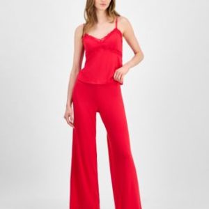 Women's Lace-Trim Knit Tank & Pajama Pants Set, Exclusively at Mivy's