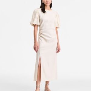 Women's Linen-Blend Puff-Sleeve Dress, Exclusively at Mivy's