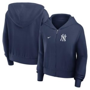 Women's Navy New York Yankees Lightweight Full-Zip Hoodie