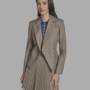 Women's Plaid Notched Collar Blazer