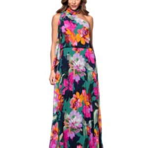 Women's Pleated Floral Chiffon Scarf Dress