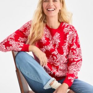 Women's Printed Crewneck Sweatshirt, Mivy's Exclusive