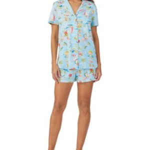 Women's Printed Short-Sleeve Boxer Pajama Set
