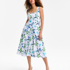 Women's Printed Square-Neck Midi Dress, Exclusively at Mivy's