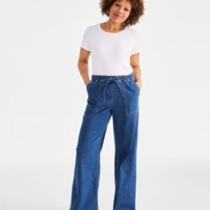 Women's Pull-On Wide-Leg Jeans, Exclusively at Mivy's
