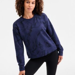 Women's Relaxed Earthly Marble Fleece Crewneck Sweatshirt, Mivy's Exclusive