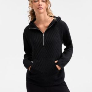 Women's Relaxed Quilted Half-Zip Hoodie, Mivy's Exclusive