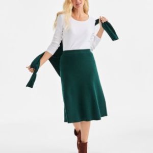 Women's Ribbed Sweater Midi Skirt, Mivy's Exclusive