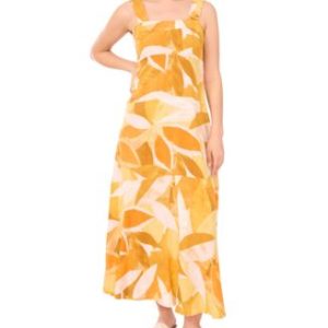 Women's Square-Neck Smocked-Back Sleeveless Maxi Dress