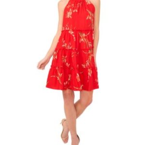 Women's Tiered Back-Tie Sleeveless Halter Dress