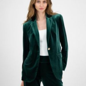 Women's Velvet One-Button Notch-Collar Jacket