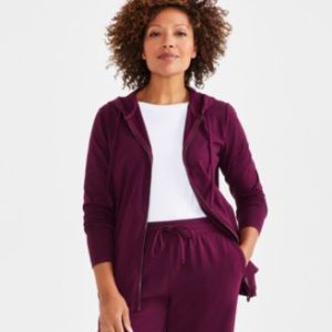 Women's Zip-Front Hooded Sweatshirt, PP-4X, Created for Mivy's