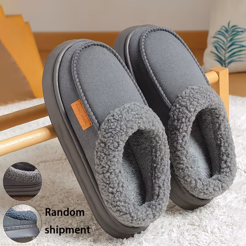 FZT Men'S Extra Large Slippers | Winter Warm, Slip-On Moccasin-Style Home Shoes, Soft Fabric Upper, Brown, Suitable for Indoor/Outdoor Comfort, Easy-to-Clean Durable Structure, All-Day Wear