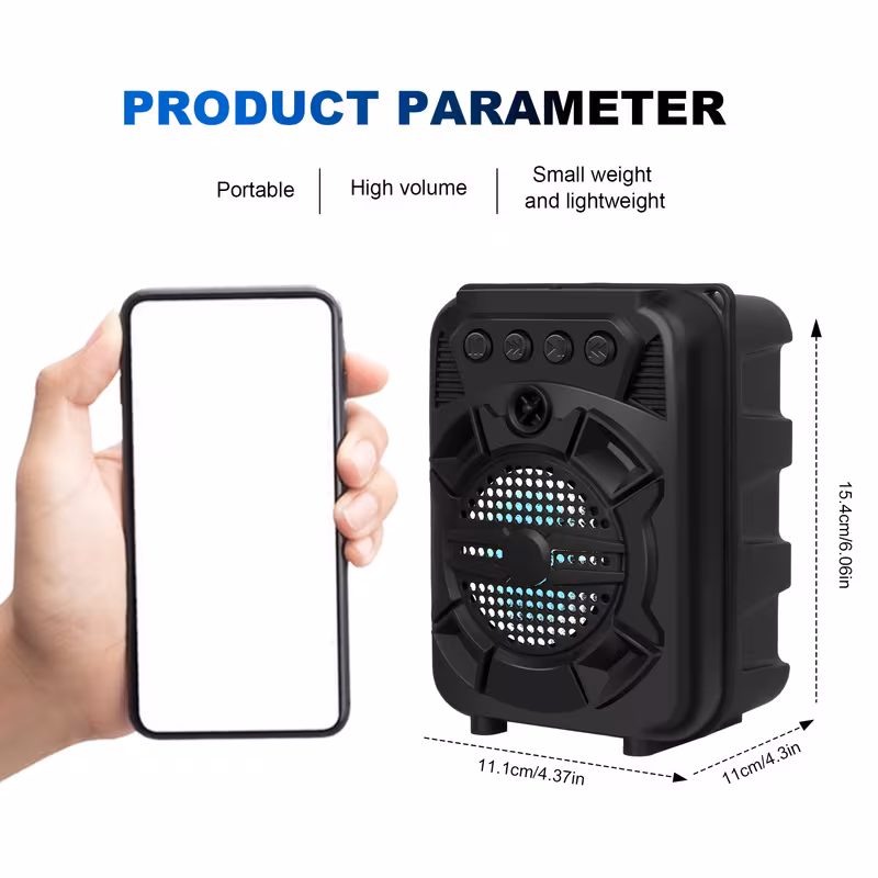 Portable Wireless Speaker -fall Super Bass Outdoor Portable Speaker ZQS1315 Wireless Speaker with LED Light TF/USB/FM/AUX/WIRELESS Karaoke Wireless Speaker with portable phone holder, Perfect for Live Music, Home Party