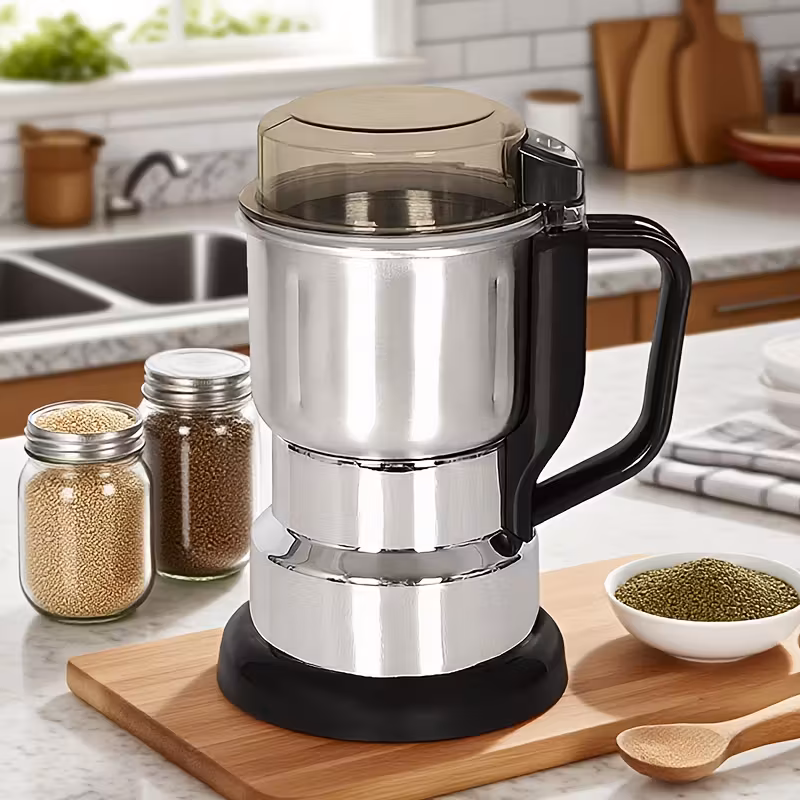 Electric Coffee Grinder] 1pc Heavy-Duty Electric Coffee Grinder with One-Touch Operation - Large Capacity Professional & Home Use, Stainless Steel Blades, 12500 RPM Motor, Easy-clean Design For Coffee Beans, Spices, Nuts, Kitchen, Rv, Kitchen Appliance, Compact Appliance