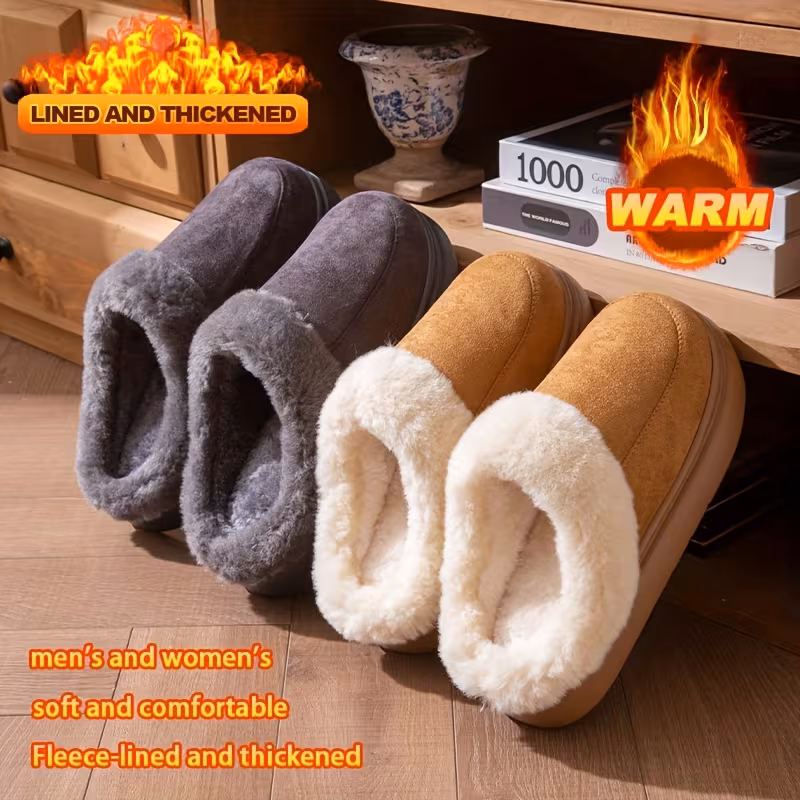 Simple Plush Slippers, New Indoor Home Non-Slip Warm Shoes for Autumn And Winter, Couple'S Home Footwear, High-Quality Warm Slippers for Both Men And Women.