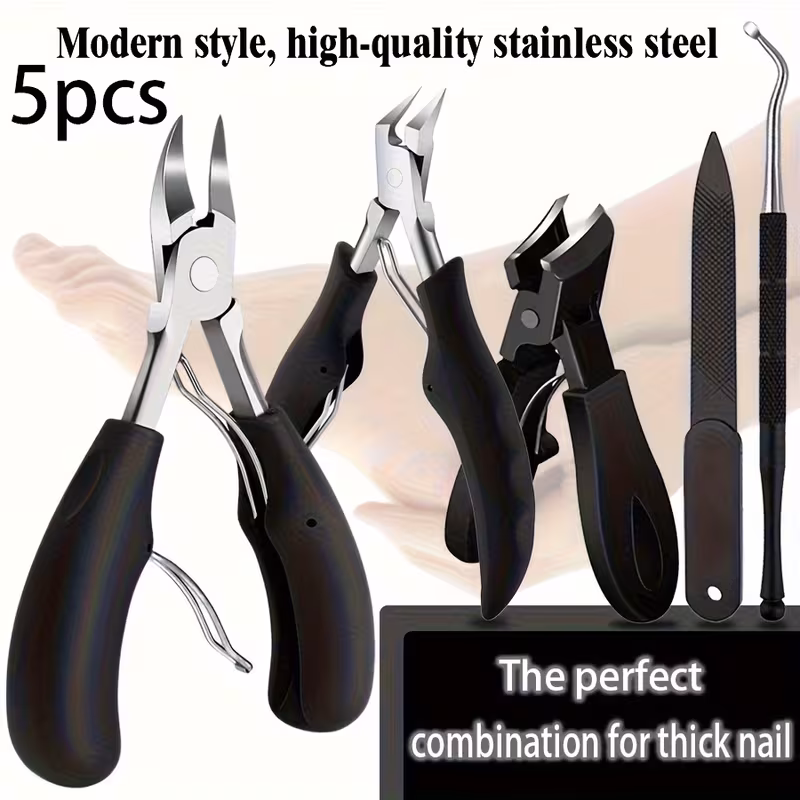 Nail Clipper Set, Designed for Thick Nails, High-Quality Stainless Steel Material with Concave Blades and Nail File, Essential Foot Trimming Tool for Men, Women, and Seniors, Suitable for Thick Nail Trimming, Fitness Enthusiasts' Nail Care