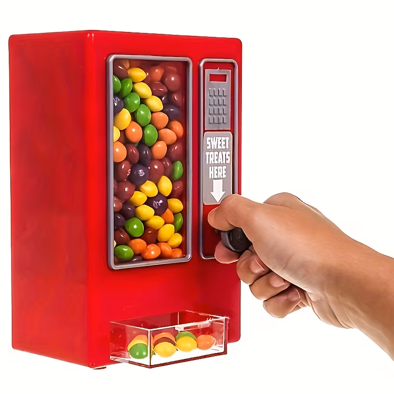 Retro Mini Candy Vending Machine - Perfect for Gumballs, Jelly Beans & Treats - No Batteries Required - Ideal Kitchen Accessory & Great Gift for Youngsters