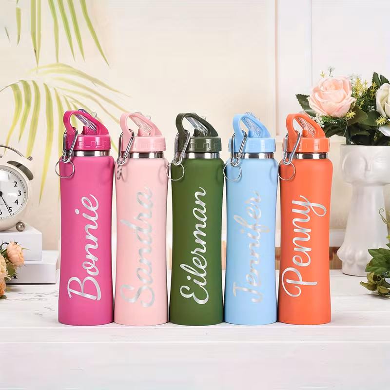 Customized Straw-Equipped Personalized Water Bottles, Customized Wedding Water Cups, Outdoor Hot/Cold Insulated Flasks, Customized Beverage Cups, Travel Water Cups, Teacher's Day, Birthday, Halloween, Thanksgiving, Usable for All 4 Seasons
